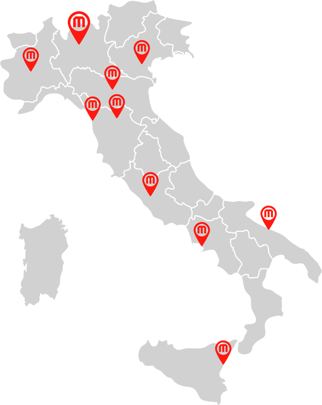 mappa Italia con segnalate le sedi di Maticmind